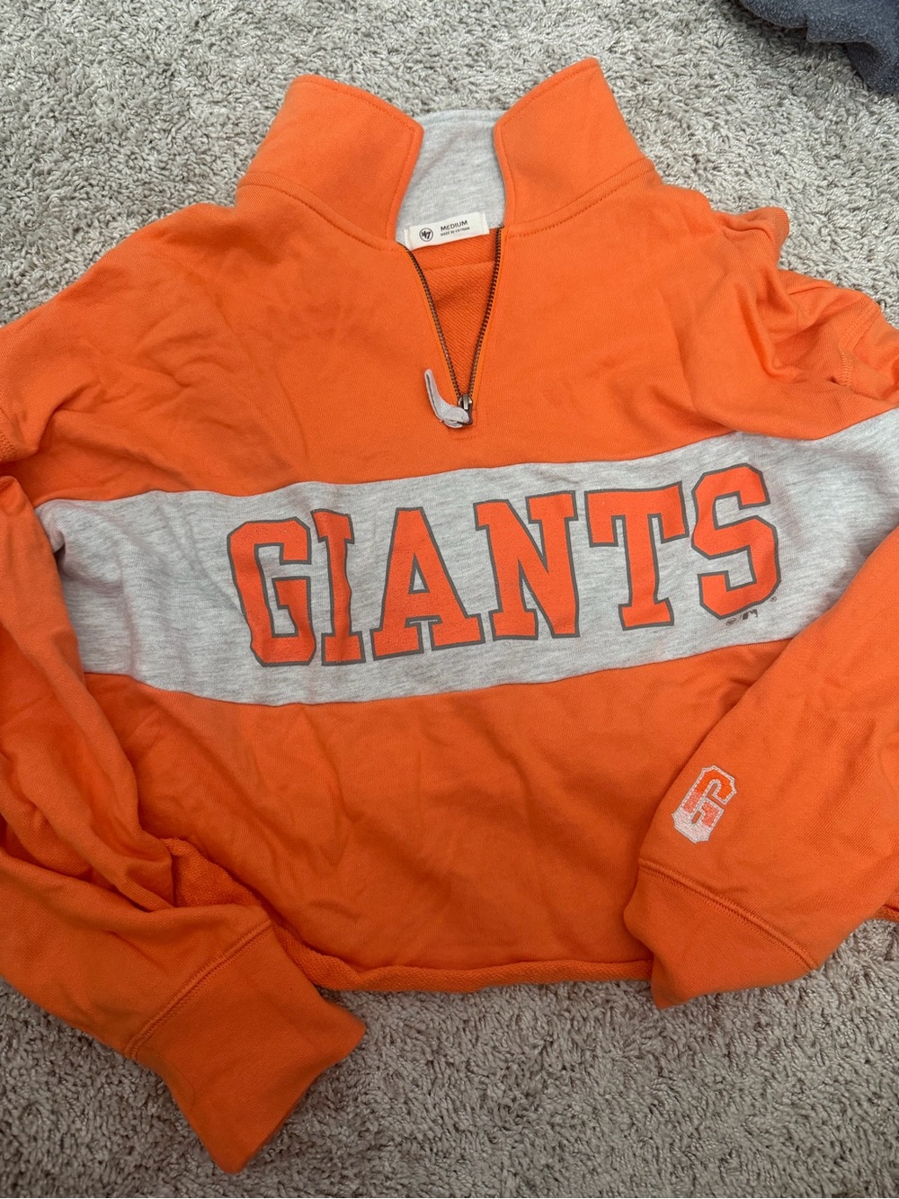 47 Brand Orange & Gray 'Giants' Pullover Quarter-Zip Sweatshirt